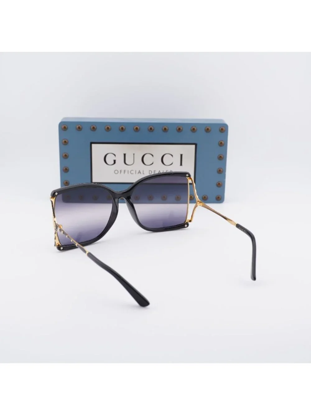 Gucci GG0592SK 001 Butterfly Sunglasses - Black / Grey